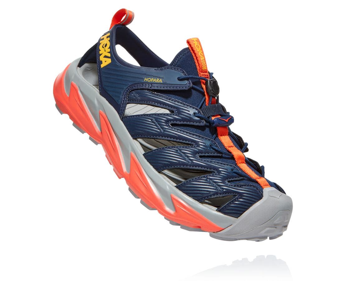Hoka One One Hopara Herren Erholungssandalen Schwarz / Rot | (DE-1694AEQRK)